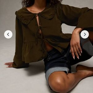 American Eagle Outfitters Olive Green Blouse